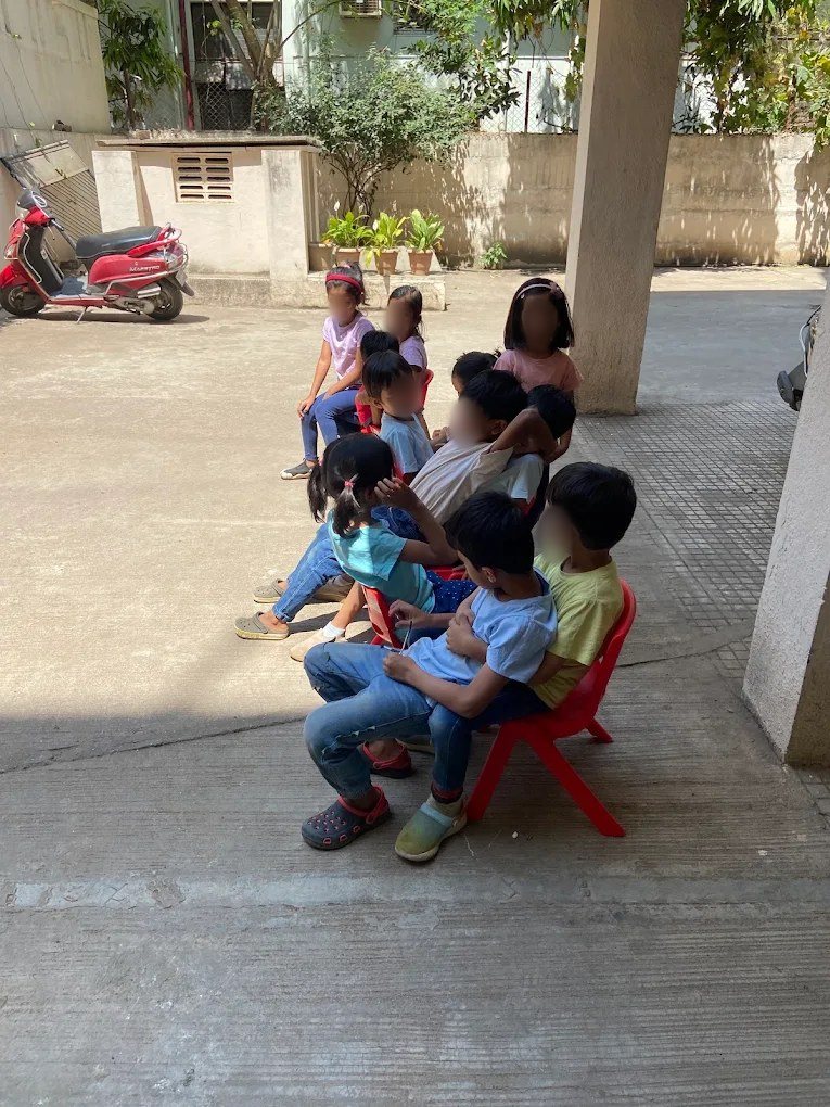 Outdoors in the courtyard