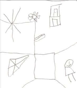 House, flower, star, girl, crossroad. Primary, second year