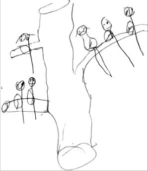 Parrots sitting on a tree. Primary, third year